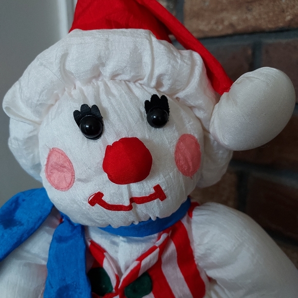 International Silver Co 1993 Poly Nylon Pluff Snowman Clown Face Stuffed Figure - Picture 2 of 10